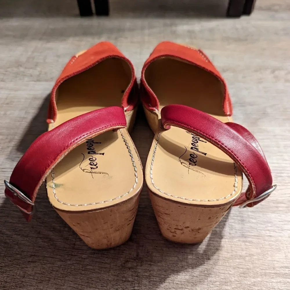 Free people red suede and cork wedge espadrilles made in Spain sz 40 euc